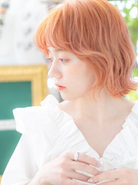 カバーヘア ブリス 戸田公園西口店(COVER HAIR bliss) ■オレンジベージュ外ハネボブパーマ301戸田公園10代20代30代