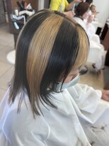アチーブティルスマートサロン 豊川末広通店(achieve till Smart Salon)&nbsp;ブロックヘアハイトーンダブルカラー×ホワイトブロンドブラック