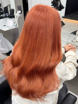 ラピステン 福岡天神 大名店(Lapis) アプリコットオレンジ/ブリーチ1回/暖色/顔周りカット/韓国ヘア