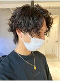 調布波巻きパーマツイストスパイラルパーマセンターパートウルフ