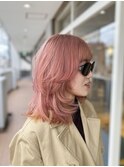 春っぽいカラーのミディアムレイヤー