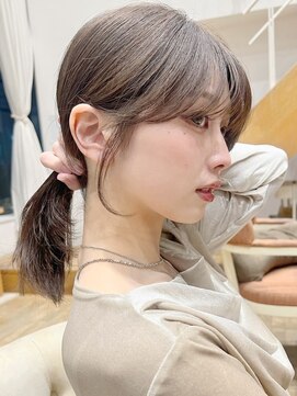 バイオレット 表参道店(Violet) ミディアムレイヤーシースルーバング顔周りカットダークアッシュ