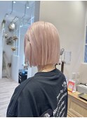 ホワイトピンク/ボブ/ケアブリーチ