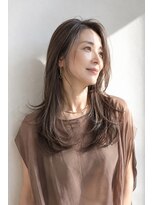アッシュ 学芸大学店(Ash)&nbsp;ロング/大人女性/チョコブラウン/白髪ぼかしハイライト/髪質改善