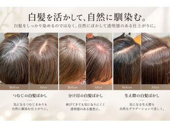 ミーク(meak)の写真/【30~40代に圧倒的支持】[白髪悩み・うねり改善］白髪をカバーしながら楽しめる上品カラーをご提案<福島>