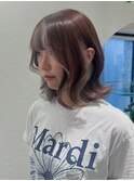 ブラウンカラーにインナーブリーチでパープルシルバー