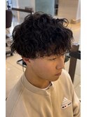 メンズマッシュ×強めスパイラルパーマ