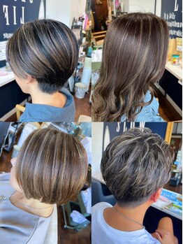 【染めるだけじゃない！お洒落を楽しむ明るい白髪染め】生え際にはリタッチカラーでいつでも綺麗に♪