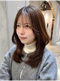 ◯グレーブラウン似合わせカットバタフライカットダークアッシュ