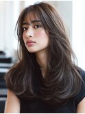 リッチレイヤー大人可愛い抜け感ブラウン小顔カット