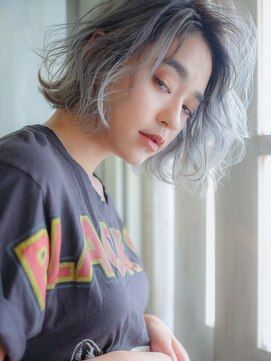 アルバム 銀座(ALBUM GINZA) ゆるふわウェーブ_斜めバンググレージュカラーシルキー_79343