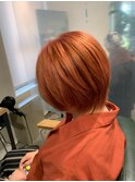 イメチェン/似合わせカット/フルバング/レッドブラウン/柏