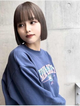 ジィルム(XELM) ワンブリーチ♪透明感グレージュ　タッセルボブ　【高崎】