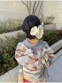ヘアアレンジ　シニオンスタイル　お着物に合うヘア