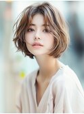 ☆オリーブグレーココアベージュ小顔クラゲヘアー/黒髪/髪質改善