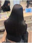 絹髪ケア縮毛矯正/暗髪カラー