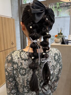 マスカリ(muscali) 星華,黒髪,ネビージュ,小顔,ヘアアレンジ,ヘアセット