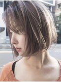 ミディアムヘア/暗めカラー/グランマッシュ/銀座駅