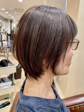 アイニ 河内小阪店(aini) 白髪ぼかしカラー白髪ぼかしハイライト大人ショート30、40、50代