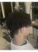 センターパート×縦落ちツイスパ