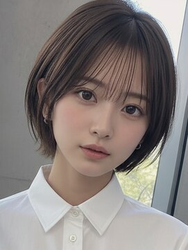 フレイムス ヘアアンドリラックス 大宮東口店(Frames) ショートボブ髪型20代30代40代50代前髪あり前髪なし面長丸顔越谷