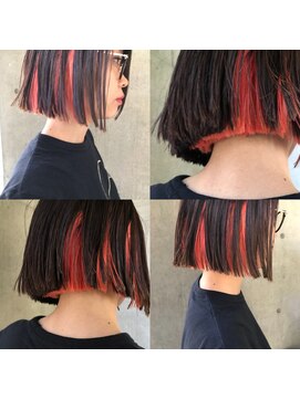 ビビト(bibito) bibito   切りっぱなしボブ インナーカラー ピンク