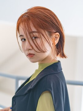 ベンジー 仙台店(benji) オレンジ外ハネボブ×カーテンバング3