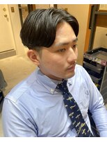 フリーク バーバーショップ 都島店(FREAK BARBER SHOP) 黒髪ナチュラルニュアンスパーマセンターパート