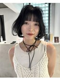黒髪/ボブルフ/ネビージュ/小顔/ワンレン/髪質改善/