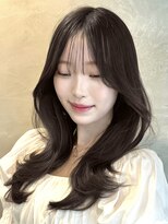 ライン(LINE)&nbsp;韓国風/レイヤー/小顔/前髪カット/髪質改善/グレージュ/透明感