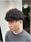 波巻きスパイラルパーマ刈り上げマッシュツーブロック
