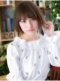 アッシュブラウン斜めバング韓国風ミニボブh4戸頭20代30代40代