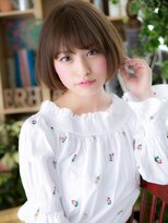 カバーヘア イヴ 戸頭店(COVER HAIR EVE)&nbsp;アッシュブラウン斜めバング韓国風ミニボブh4戸頭20代30代40代