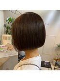 丸みボブ 切りっぱなし 縮毛矯正 地毛風ストレート ミニボブ