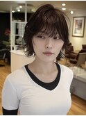 レイヤーカットウルフボブパーマ前髪パーマミニボブレイヤー韓国