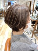 白髪ボカシハイライト ショートボブスタイル☆