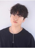 【SiSTA】田中黒髪韓国マッシュツイストスパイラルコンマヘア