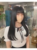 ナチュラル黒髪ロング*姫カット