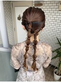 ツインヘア ツインポニー 編み下ろし 編みツイン 参列ヘア