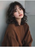 ☆オリーブグレーココアベージュ小顔クラゲヘアー/黒髪/髪質改善