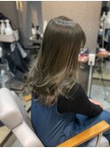 セミロング オリーブアッシュ ブリーチ無し 20代 30代