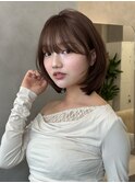 暗髪韓国ヘアボブレイヤーカット小顔前髪カット髪質改善20代30代