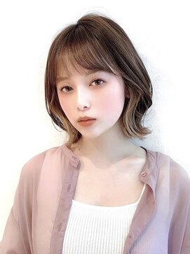 ジュネス 銀座(JYUNESU) ボブウルフ外国人風カラー韓国ツヤカラー透明感ぱつっとボブ
