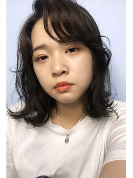 ムード マグ レーベル 南松本(MOOD Mag Label) 20代30代40代外ハネアッシュグレージュ肩ライン耳掛け