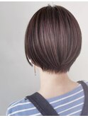 小顔セミウェットウェーブピンクベージュハイライトカラー