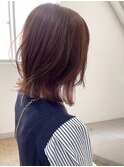 外ハネレイヤーボブ/ツヤピンクブラウン