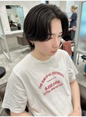 【前上がり】ミディアムセンターパート×ニュアンスパーマ