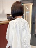 20代30代 ミニボブ ワンレンボブ ブラウンアッシュカラー 透明感