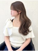 新宿韓国風前髪なし盛れるお姉さんヘアベージュカラー