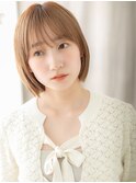 透明感オレンジベージュ切りっぱなし小顔ミニボブY川口20代30代
